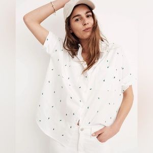 Madewell Embroidered Cactus Courier Shirt Small Short Sleeved Button Up